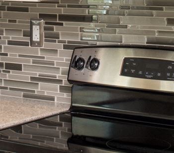 Glass tile backsplash
